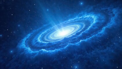 Wall Mural - Abstract swirling blue nebula, cosmic dust particles in deep space, illustration, pattern, interstellar