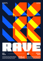 Leinwandbilder - Modern abstract poster, Raster version of high quality and resolution, artwork with geometric postmodern shapes in brutalism aesthetics, minimalistic trendy bold composition, A4 futuristic graphic 34