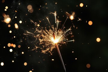 Wall Mural - 2026 written with sparkle firework on black background, happy new year 2026 concept