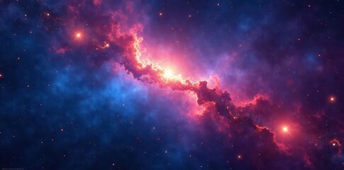Wall Mural - Cosmic nebula with blue and red stellar formations , art, color