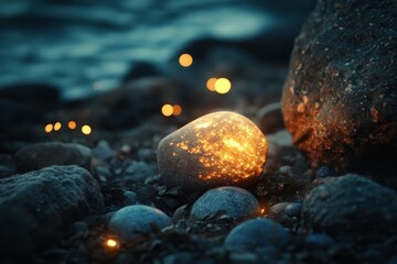 Wall Mural - a child finds a pebble that glows under starlight and begins dreaming of other planets.