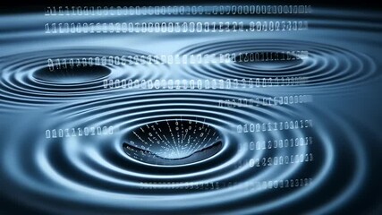 Dark blue ripples with binary code, creating an abstract digital background