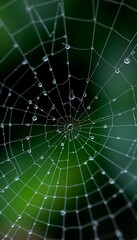 Wall Mural - spider web with drops of water on it