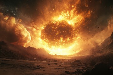 Wall Mural - a cyber attack disrupts a space exploration mission, causing a spacecraft to crash on an unknown pla