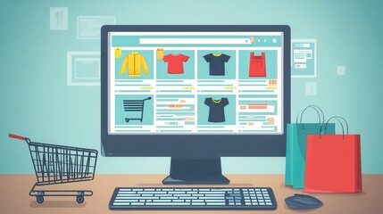 Online clothing store website displayed on computer screen.