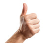 © Png Art - Closeup male hand showing thumbs up gesture positive sign approval yes man on transparent background