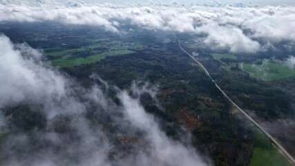 Wall Mural - beautiful woodlands of latvia, aerial drone view from above cloudscape