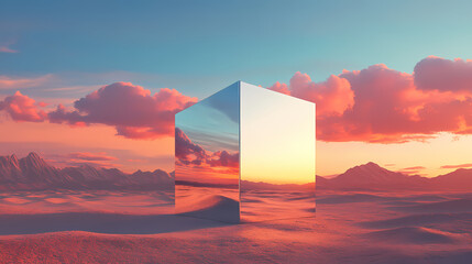 Wall Mural - reflective metallic cube