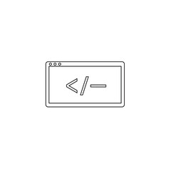 code window icon black and white for development tools