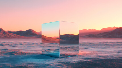 Wall Mural - reflective metallic cube