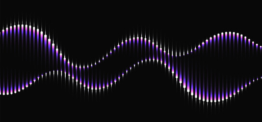 Fototapete - Abstract Aurora Borealis Light. Vector Northern Neon Effect on Night Sky Background. Audio Wave Sound Effect