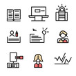 © ronaldojanicr7 - Training and Workshop thin line icons set. Coaching, education, seminar icon. Vector --v 6.1 --raw