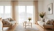 © Panya - Minimalist Living Room Interior with Beige Sofa and Large Windows