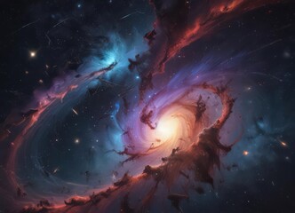 Wall Mural - swirling nebulae & constellations form abstract patterns , infinity, wallpaper, pattern