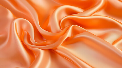 Wall Mural - Orange satin fabric with soft, flowing waves, perfect for a luxurious backdrop or design element. [Celestial Drift] | Space-Time Shifts | flowing fabric. Illustration