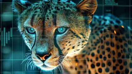 Futuristic Cheetah Data Stream Visualization Concept for Advanced Technology Innovation