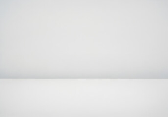 Wall Mural - white surface meeting light grey wall, minimalist background for product display and text overlay