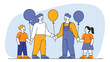 © THIBNH - miniature people with family holding balloon with pop color dot background as happy family concept 90256451 1