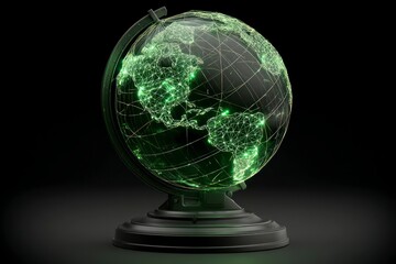 global network illuminated earth digital world map futuristic technology glowing connection