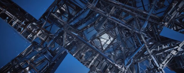 Intricate blue geometric background, engineering theme, sharp lines and shapes,  design,  sharp