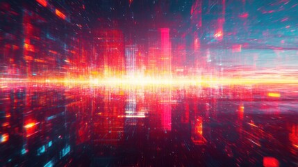 Wall Mural - abstract rendering showing intense light and futuristic digital structures