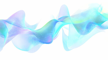 Wall Mural - A futuristic ai interface with holographic blue and green data streams, isolated on a white background - generative ai. [Cyber Serenades] | Electric Ditty | current tune. Illustration