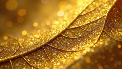 Wall Mural - close-up of glittering gold leaf, intricate details, luxurious texture , gold-leaf, macro