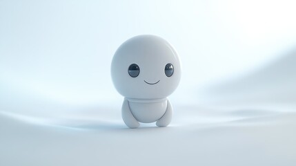 Cute white robot figurine on a light background, futuristic design