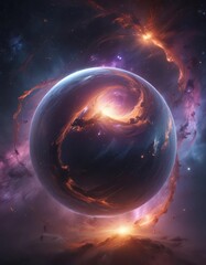 Wall Mural - ethereal orb, cosmic dust swirls, nebula glow, abstract, cosmic