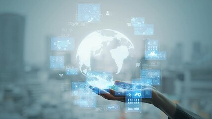 Fototapete - Global network and digital technology concept