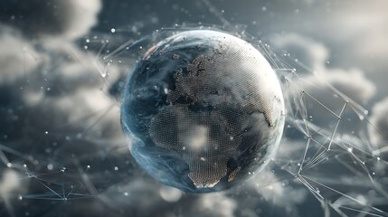 Poster - High, quality globe surrounded by digital network elements