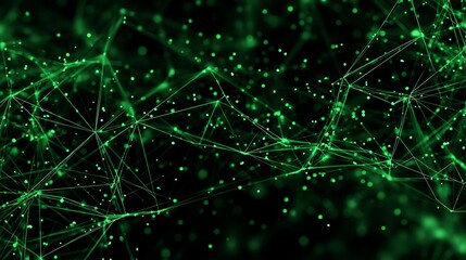 Aufkleber - Intricate green network of interconnected lines on a dark background, ai
