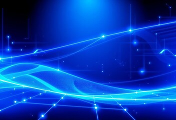 Wall Mural - Abstract blue digital backdrop with glowing lines and geometric patterns, futuristic tech theme,  sci-fi,  light