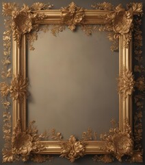 Wall Mural - Gilded vintage frame, delicate floral patterns, design, gold, leaf