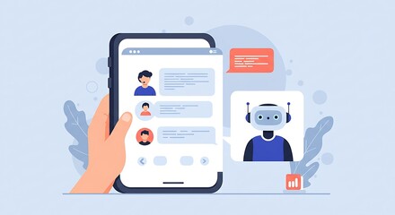 modern digital communication with a helpful robotic assistant.