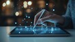 © Laras - Close-up of a hand using a stylus on a tablet displaying data points.