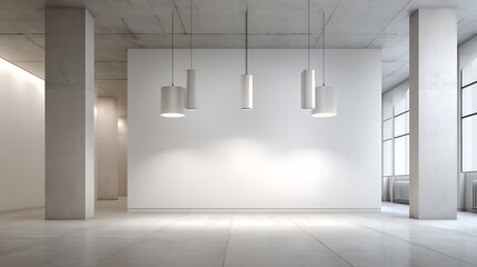 Aufkleber - Modern empty interior space featuring a white wall and sleek lighting fixtures