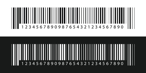 Barcode and QR code labels for scanning, retail store product ID labeling stickers. Pricing tags, serial number badges, inventory barcodes, package tracking codes vector in eps 10.