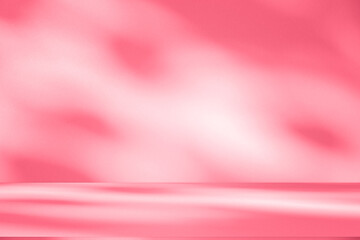 Fototapete - Wall interior background, studio and backdrops show products.with shadow from window color pink background for text insertion and presentation interior decoration	