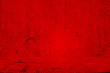 Fototapete - Wall interior background, studio and backdrops show products.with shadow from window color Red background for text insertion and presentation product	