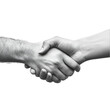 © muhammad.abdullah - Two hands clasped in a handshake black and white image symbolizing unity agreement and partnership