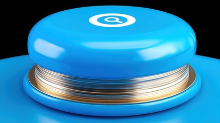 Wall Mural - spinning blue and gold object featuring a gear icon with a search symbol inside representing process