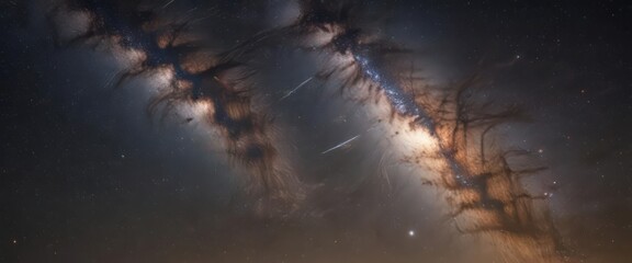 Wall Mural - milky way's galactic core, cosmic dust clouds, starlight , vastness, astrophysics