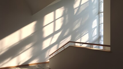 Fototapete - Natural light creates beautiful shadow patterns on an empty interior wall during the day
