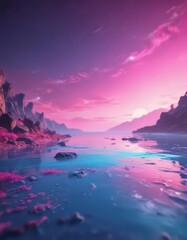 Wall Mural - vivid pink and blue blend, blurred effect, dreamy atmosphere, motion blur, artistic, blue pink blur