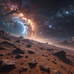 Wall Mural - vast, star-studded expanse; cosmic dust clouds swirl , starfield, interstellar medium