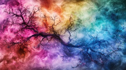 Wall Mural - vibrant aurora borealis dance arctic skies digital art cosmic environment wide-angle view ethereal b