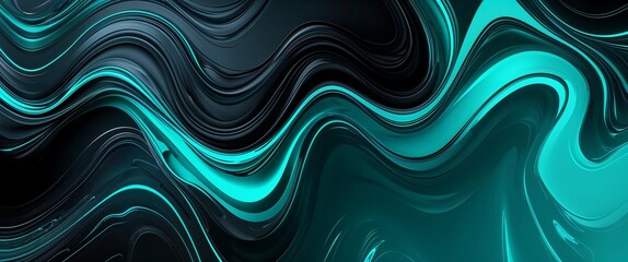 Wall Mural - dark deep black and neon turquoise color abstract background