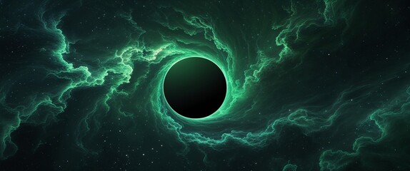 Wall Mural - dark nebula green and black hole color abstract background