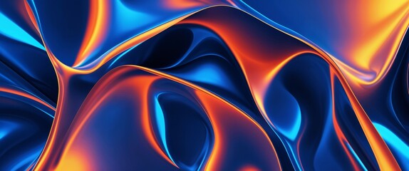 Wall Mural - elegant deep blue and holographic orange color abstract background